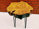 Stolik kawowy drewniany, plaster drewna, loft, żywica - 10