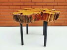 Stolik kawowy drewniany, plaster drewna, loft, żywica - 2