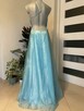Piękna błękitno turkusowa suknia urocza długa - 2