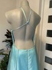 Piękna błękitno turkusowa suknia urocza długa - 5