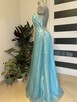 Piękna błękitno turkusowa suknia urocza długa - 6