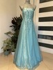 Piękna błękitno turkusowa suknia urocza długa - 3