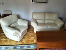 Zestaw wypoczynkowy skórzany kanapa sofa z funkcją spania - 2