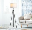 Lampa podłogowa z abażurem, E27, stal+poliester - 3