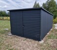Garaż blaszany 3x5 grafit jednospadowy pion - 2