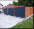 Garaż blaszany 9x5 drewnopodobny trzystanowiskowy + wiata 3x - 3
