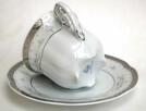 Srebrzona filiżanka ze spodkiem, BOLERO, porcelana Ćmielów - 7