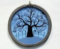 Witraż malowany na szkle, zimowe drzewo, Szwajcaria, vintage - 6