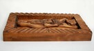 Pieta, płaskorzeźba ludowa drewno, Cepelia, rękodzieło, PRL - 7