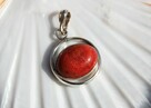 Wisior elipsa, koral czerwony, srebro pr. 925 - 5