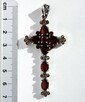 Krzyż, granaty, piryty, srebro pr. 925 wisior vintage - 7