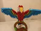 Kolorowa PAPUGA na gałęzi ptak - rękodzieło origami