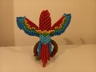 Kolorowa PAPUGA na gałęzi ptak - rękodzieło origami - 2