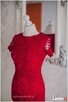 Czerwona koronkowa sukienka ołówkowa midi z krótkim rękawem - 6