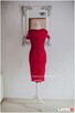 Czerwona koronkowa sukienka ołówkowa midi z krótkim rękawem - 7