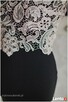 Czarna ołówkowa sukienka midi z koronkowym beżowym topem