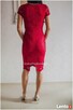 Czerwona koronkowa sukienka ołówkowa midi z krótkim rękawem - 5