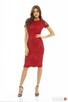 Czerwona koronkowa sukienka ołówkowa midi z krótkim rękawem - 3