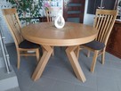 Stół dębowy okrągły LOFT-1, krzesła, dębowe, tapicerowane. - 7