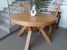 Stół dębowy okrągły LOFT-1, krzesła, dębowe, tapicerowane. - 3