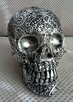 Misternie rzeźbiona srebrna czaszka silver skull - 2