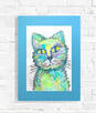 kot grafika na scianę, kot obraz malowany ręcznie - 3
