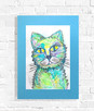 kot grafika na scianę, kot obraz malowany ręcznie - 1