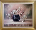 Magnolia, ręcznie malowany obraz olejny, L. Olbrycht - 3