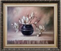Magnolia, ręcznie malowany obraz olejny, L. Olbrycht - 4