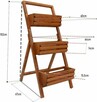 Drewniany kwietnik z 3 półkami na stojaku szer 60 cm brązowy - 3