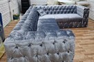 Chesterfield głęboko pikowany srebro kwadraciak - 2