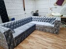 Chesterfield głęboko pikowany srebro kwadraciak - 8