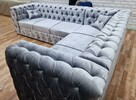 Chesterfield głęboko pikowany srebro kwadraciak - 1