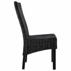 vidaXL Krzesła stołowe, 4 szt., czarne, rattan Kubu i drewno - 1