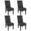 vidaXL Krzesła stołowe, 4 szt., czarne, rattan Kubu i drewno - 3