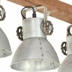 vidaXL Industrialna lampa sufitowa, srebrna, E27, drewno man - 6