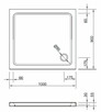 Brodzik 100x90 cm prostokątny płaski do montażu na podłodze - 2