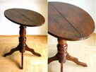 Przedwojenny stolik drewniany, kawowy, na jednej nodze - 8