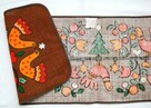 Bieżnik świąteczny PRL NRD DDR vintage juta nadruk ptaki - 6