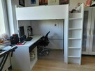 Białe łóżko młodzieżowe na antresoli + materac + krzesło - 2