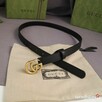 Pasek Gucci skóra czarny złota klamra 2 cm 90 cm skóra