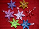 Śnieżynki, gwiazdki ozdoby na choinkę kanzashi - 1