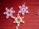 Śnieżynki, gwiazdki ozdoby na choinkę kanzashi - 4