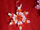 Śnieżynki, gwiazdki ozdoby na choinkę kanzashi - 3