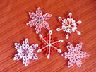 Śnieżynki, gwiazdki ozdoby na choinkę kanzashi - 6