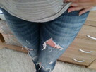 Modne jeansy skinny z dziurami, L/XL - 4