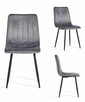 Krzesło szare / czarne welurowe tapicerowane aksamitne - 2