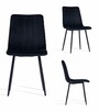 Krzesło szare / czarne welurowe tapicerowane aksamitne - 1