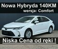 Toyota Corolla Nowa Hybryda 140KM 1,8 Comfort Kamera Dostępny od ręki  - 1226zł - 1