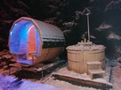 Balia ogrodowa jacuzzi z piecem wewnętrznym, pełne drewno, b - 3
